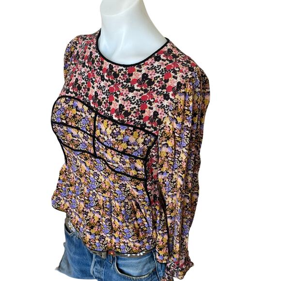 Hofmann Copenhagen Floral Peasant Blouse Size 8 Peplum Cottage Designer $325 - Picture 6 of 10